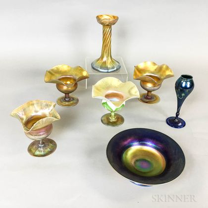 Seven Pieces of L.C. Tiffany Favrile Art Glass