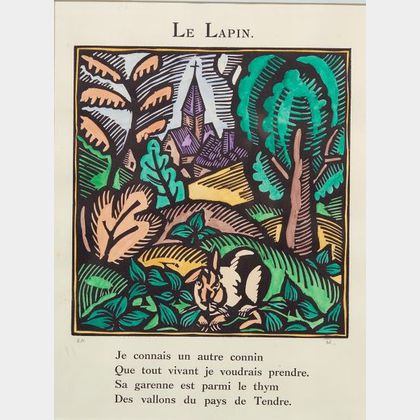 Raoul Dufy (French, 1877-1953) Lot of Two Images from LE BESTIARE OR CORTEGE D'ORPHEE: La Lapin