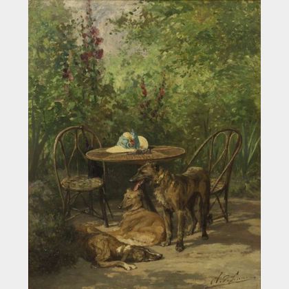 Olivier de Penne (French, 1831-1897) At Leisure, On the Patio