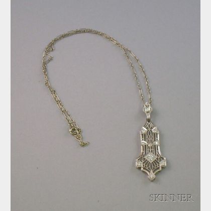 Art Deco Platinum and Diamond Pendant, 