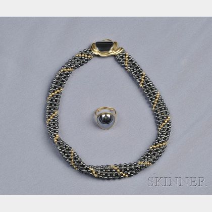 18kt Gold and Hematite Suite