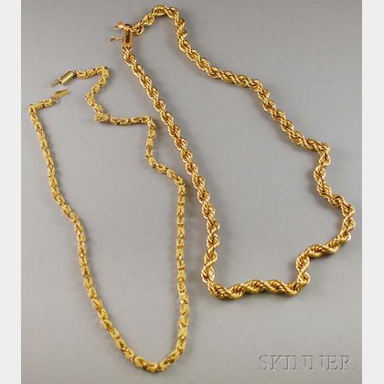 Two 14kt Gold Chain Necklaces