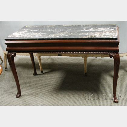 Chippendale-style Marble-top Carved Mahogany Table