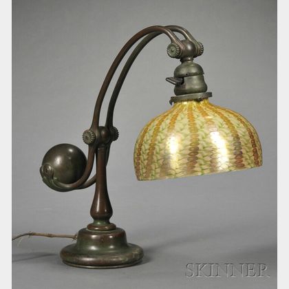Tiffany Studios Counterbalance Desk Lamp with Favrile Glass Shade