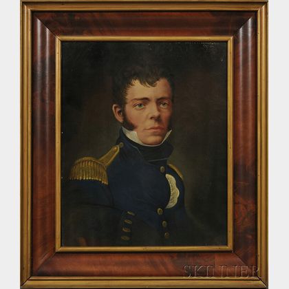 American School, 19th Century Portrait of a Young Military Officer.