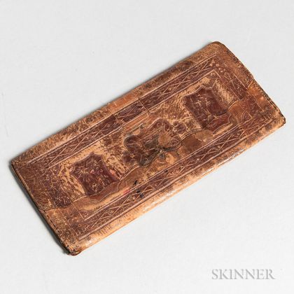Embossed Leather Wallet with Hunting Scenes