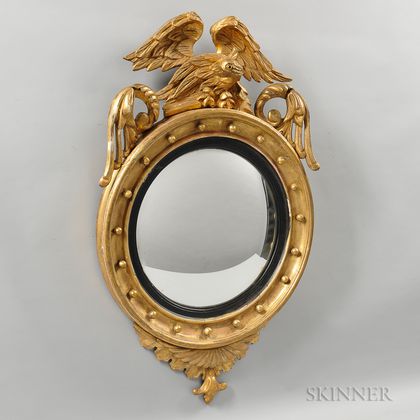 Classical Carved and Gilt-gesso Convex Mirror