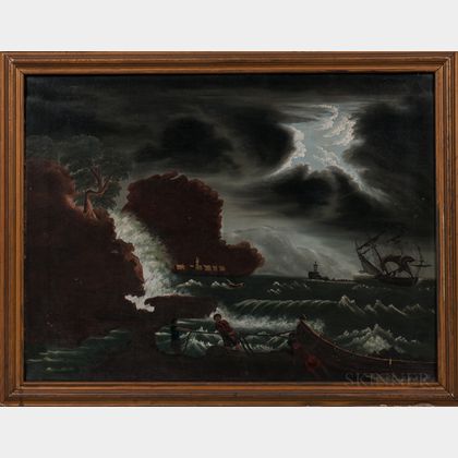 William Matthew Prior (Massachusetts/Maine, 1806-1873) Stormy Harbor Scene