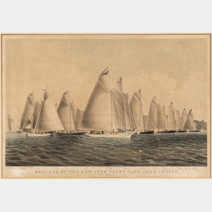 Regatta of the New York Yacht Club. June 1st 1845 Lithograph