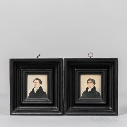 Two Watercolor Portrait Miniatures