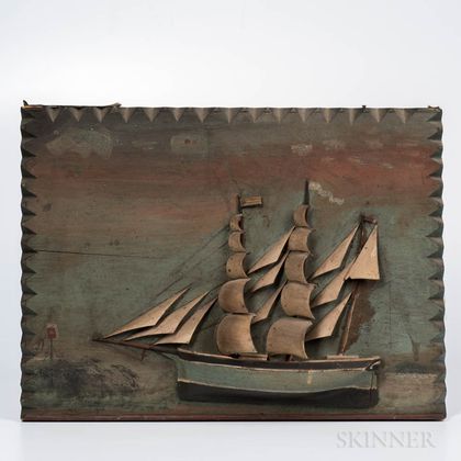 Sailing Ship Painted Diorama Plaque