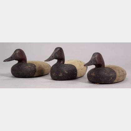 Three Carved and Painted Canvasback Duck Decoys