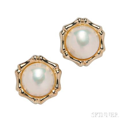 14kt Gold and Mabe Pearl Earrings