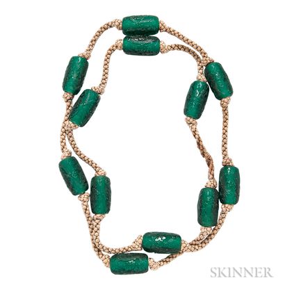 Art Deco Molded Glass "Fleurs et Rinceaux" Beads, Lalique