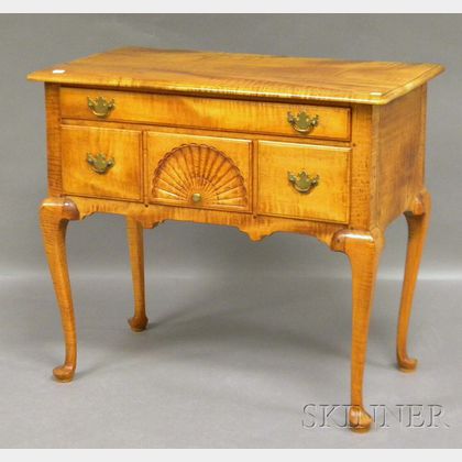 Queen Anne-style Carved Tiger Maple Lowboy