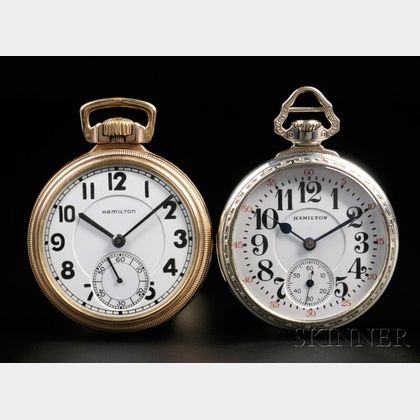 Two 16 Size Hamilton Open Face Watches