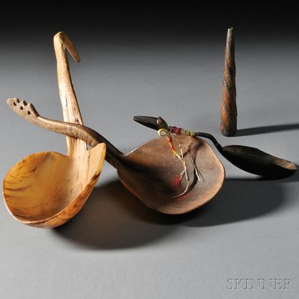 Three Plains Horn Spoons and a Lead-inlaid Straight Pipe