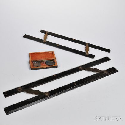 Two Ebonized Parallel Rules and a Boxed Pocket Scale