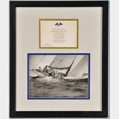 Framed Items Relating to the Launch of the 12-meter America's Cup Yacht Constellation