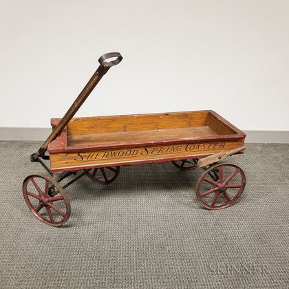 Grain-painted Wood and Iron "Sherwood Spring Coaster" Wagon