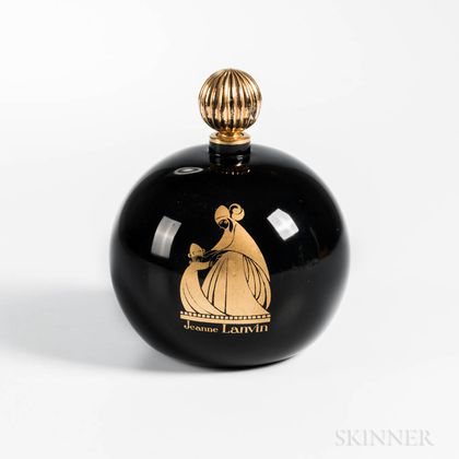 Large Jeanne Lanvin Black Glass Perfume