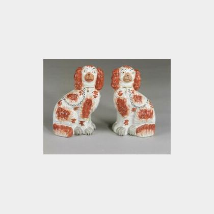 Pair of Staffordshire-type Earthenware Figures of Dogs
