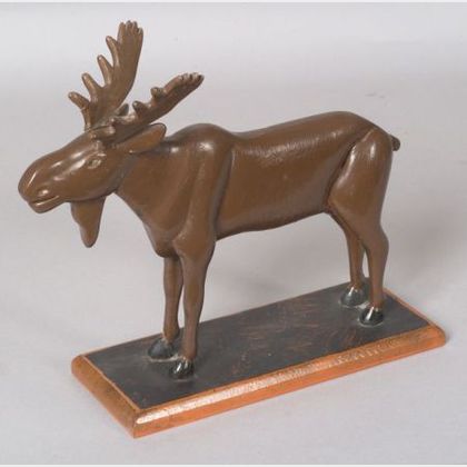 Carved and Painted Wooden Moose Figure