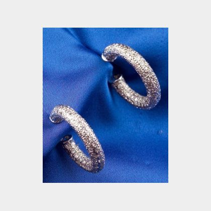 14kt White Gold and Diamond Hoop Earrings