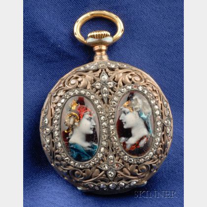 Renaissance Revival Enamel and Diamond Pocket Watch, Tiffany & Co.