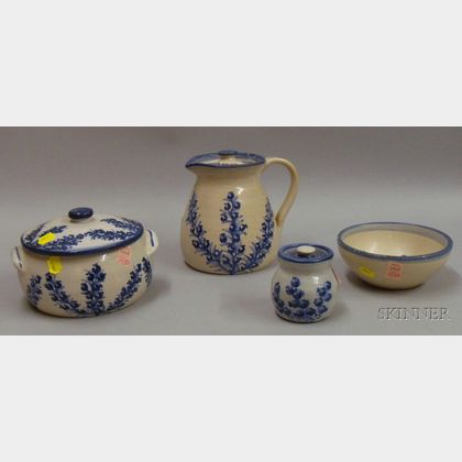 Four Pieces of Blue and White Dorchester Pottery