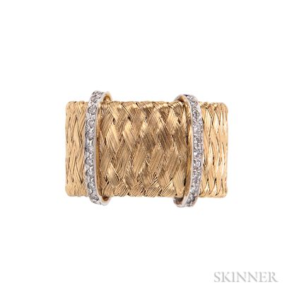 18kt Gold and Diamond Woven Band Ring, Roberto Coin
