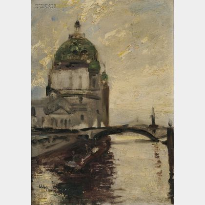Lesser Ury (German, 1861-1931),Berliner Dom an der Spree, von der Kurfürstenbrücke aus gesehen [The Berlin Cathedral at the River Spre