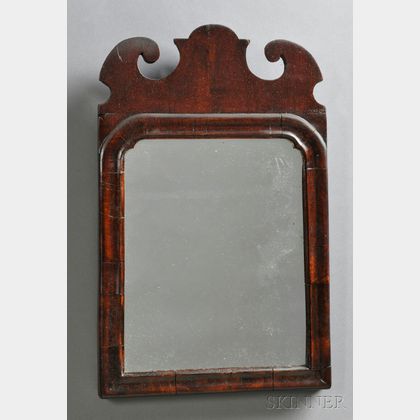 Small Queen Anne Walnut Veneer Mirror