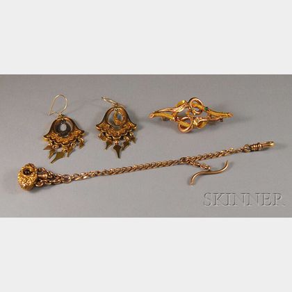 Three Antique Gold Jewelry and Accessory Items