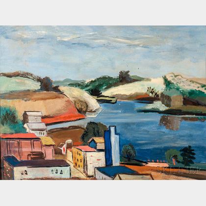 Walter Kuhlman (American, 1918-2009) Modernist Coastal View