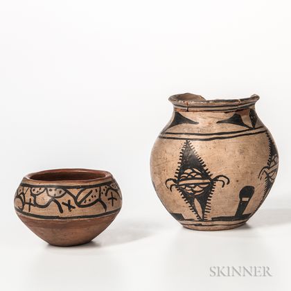 Two Cochiti Painted Pottery Jars