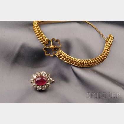 Antique 14kt Gold, Ruby and Diamond Brooch/Bracelet, St. Petersburg