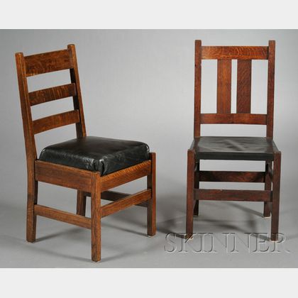 Two Arts & Crafts Oak Dining Chairs