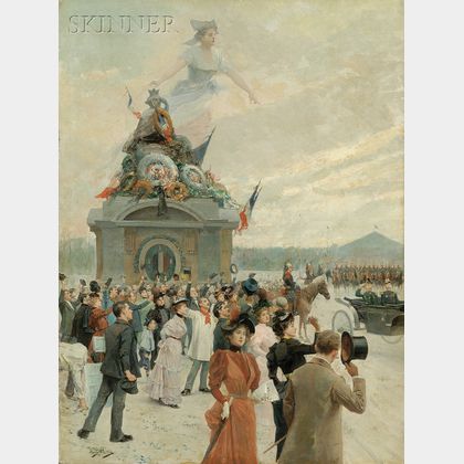 Mariano Alonso Pérez (Spanish, 1857-1930) Allegorical View of a Bastille Day Parade