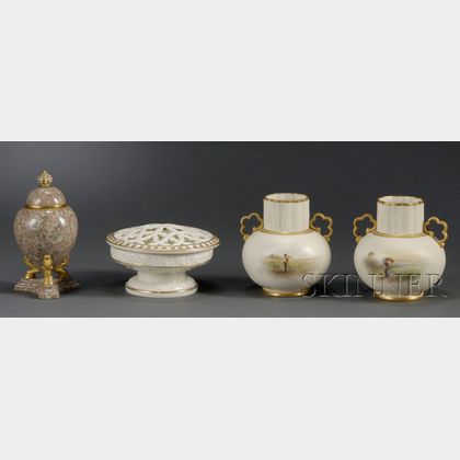 Four Grainger Worcester Porcelain Items