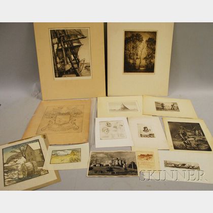 American School, 20th Century Lot of Twelve Works on Paper