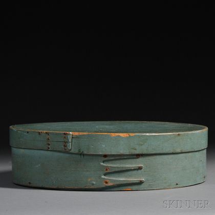 Large Blue-painted Lapped-seam Covered Storage Box