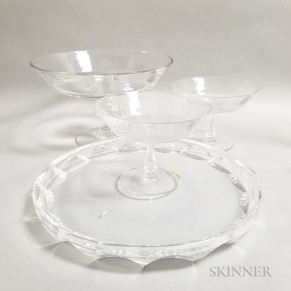 Crystal Serving Platter and Three Compotes