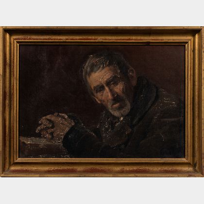 European School, 19th Century Man with Clasped Hands.