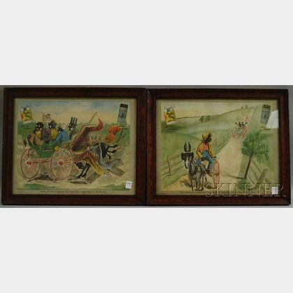Pair of Oak Framed Chromolithograph Duke's Mixture/Old Virginia Cheroots Black Character Tobacco Advertisements