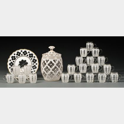 White Overlay Punch Set with Underplate, Bowl, and Cups