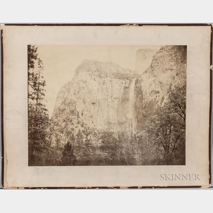 Watkins, Carleton (1829-1916) Mammoth Albumen Photograph, Bridal Veil Fall, Yosemite , 1861.