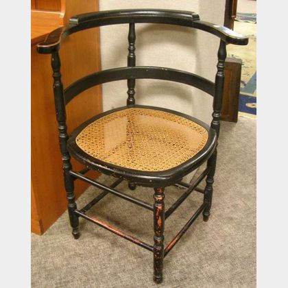 Black Painted Country Late Federal Roundabout Chair