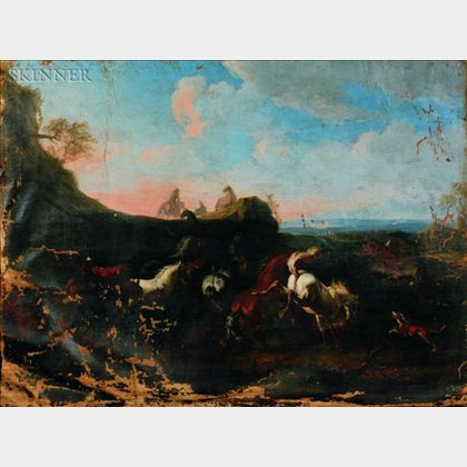 School of Philipp Peter Roos, called Rosa di Tivoli (German, 1657-1706) Herders and Horses in a Dramatic Landscape
