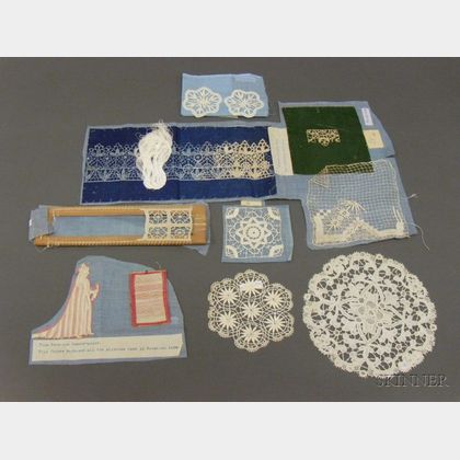 Group of Assorted Lace Samplers, Appliques, and Other Items